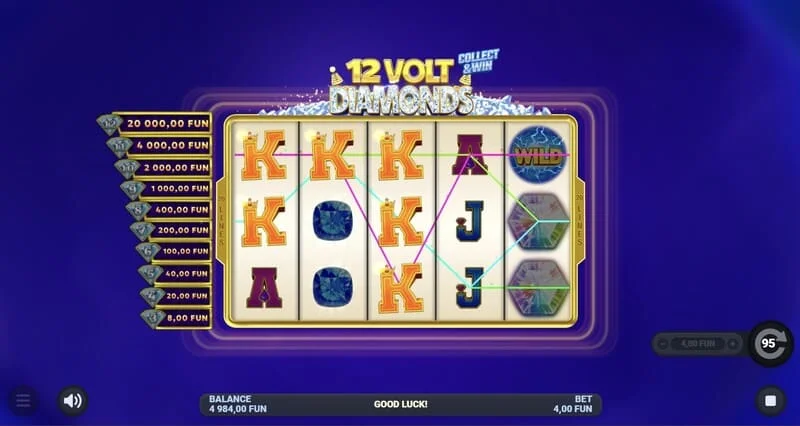12 Volt Diamonds - Tela principal do jogo com grade 5x4